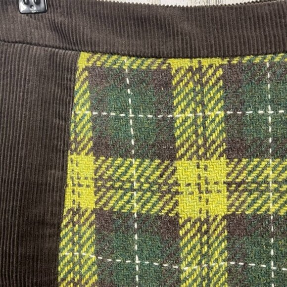 Maeve Anthropologie corduroy mini skirt plaid wool panel brown 2 academia preppy - Picture 2 of 8